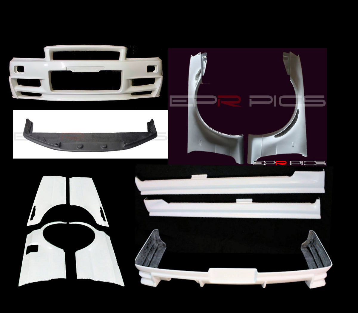R34 GT GTT 4-Door GTR Style Front Conversion Wide Aero Kit