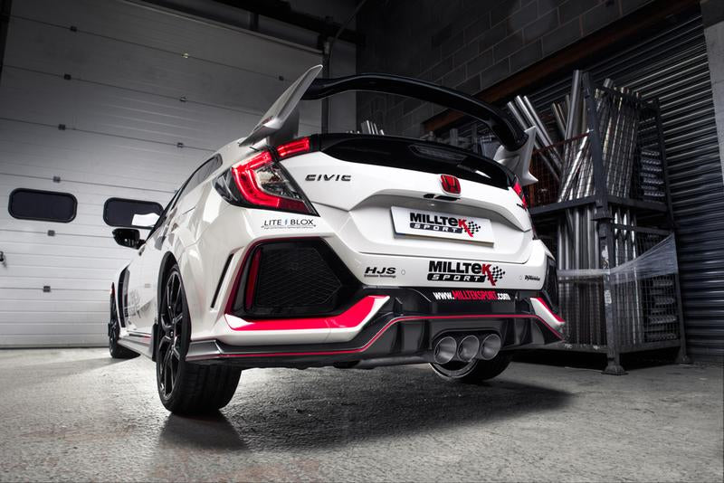 Milltek Cat-back Resonated (EC Approved) with 3 x Carbon Jet-100 Trims  – Honda Civic Type R FK8 2016-2022 (Copy)