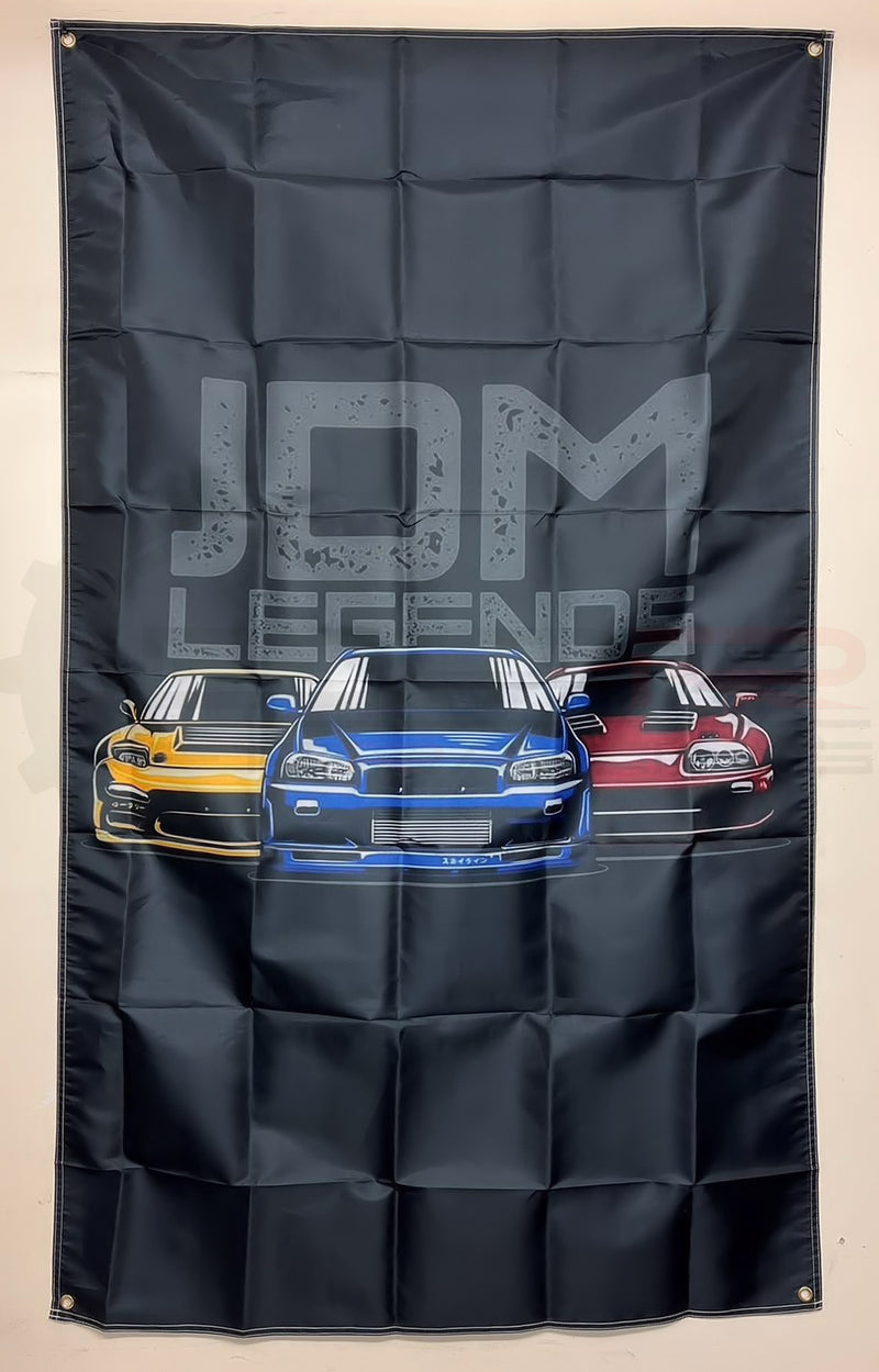 JDM Legends 3 Cars Flag