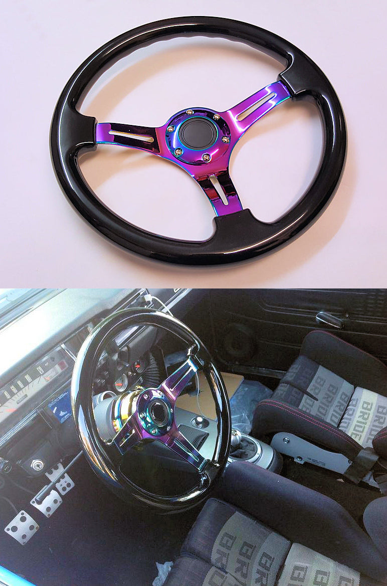 Black PVC Deep Dish Steering Wheel 350mm