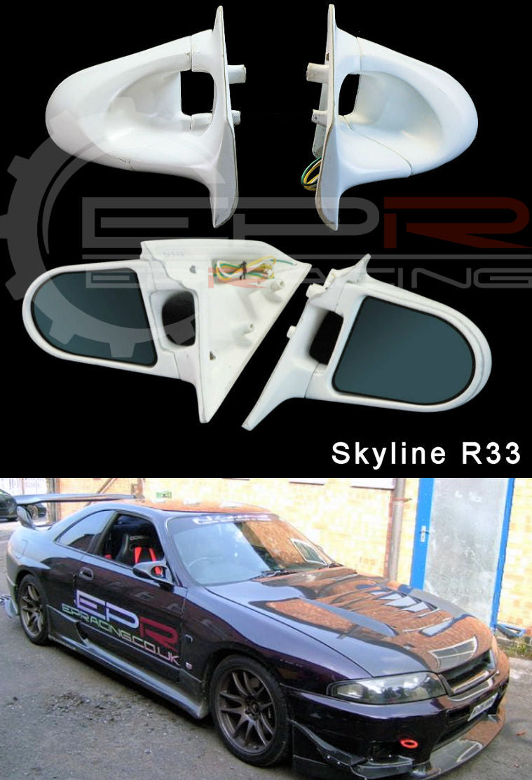 R33 GTS/GTR Ganador Style Electric Mirror Fiberglass