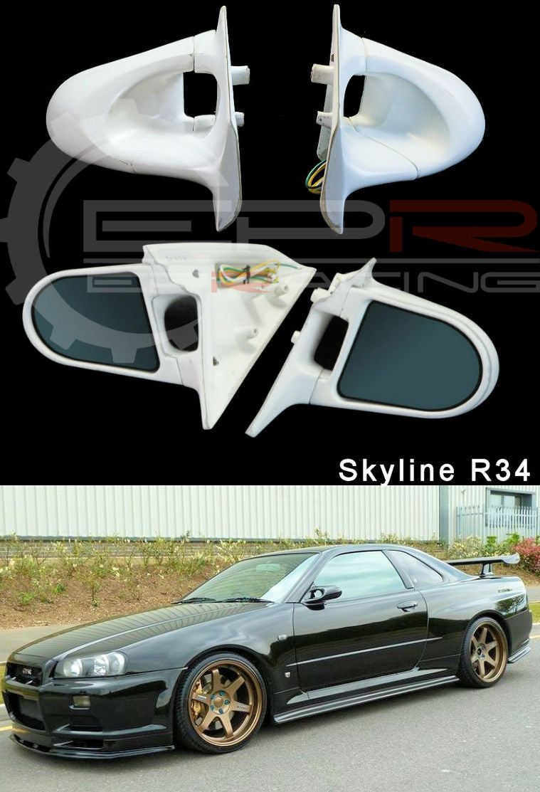 R34 GTT/GTR Ganador Style Electric Mirror Fiberglass