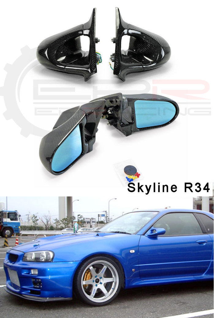 R34 GTT/GTR Ganador Style Electric Mirror Carbon