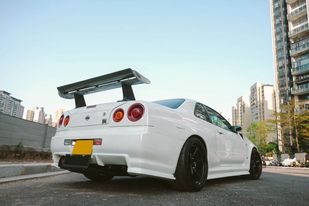 R34 GTT GTR Style Rear Spoiler with High Legs & Carbon Superior Style Blade