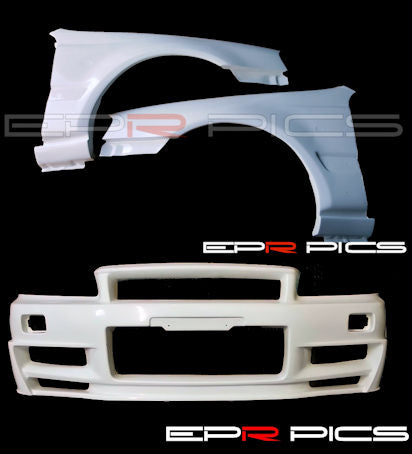M34 Stagea - R34 Conversion Front Fender & Bumper Set