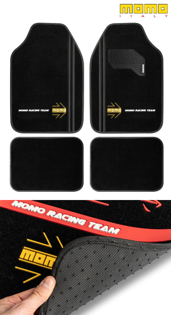 MOMO Universal Car Floor Mats - Sport -Grey / Red