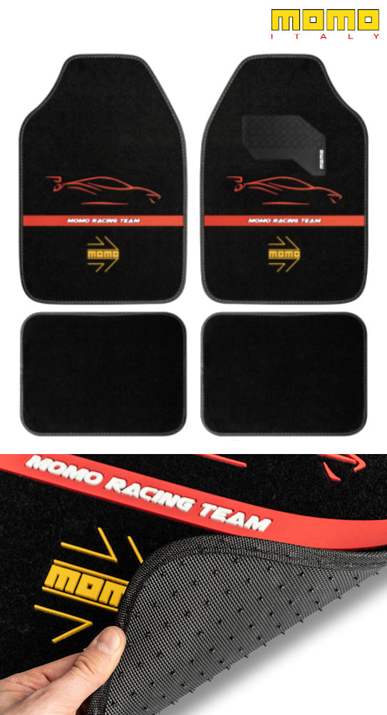 MOMO Universal Car Floor Mats - Racing - Red / White