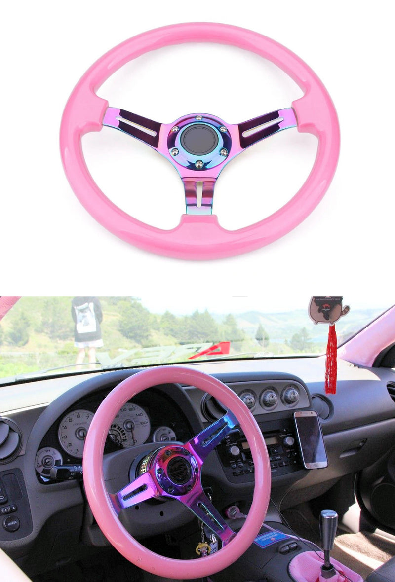 Baby Pink PVC Deep Dish Steering Wheel 350mm